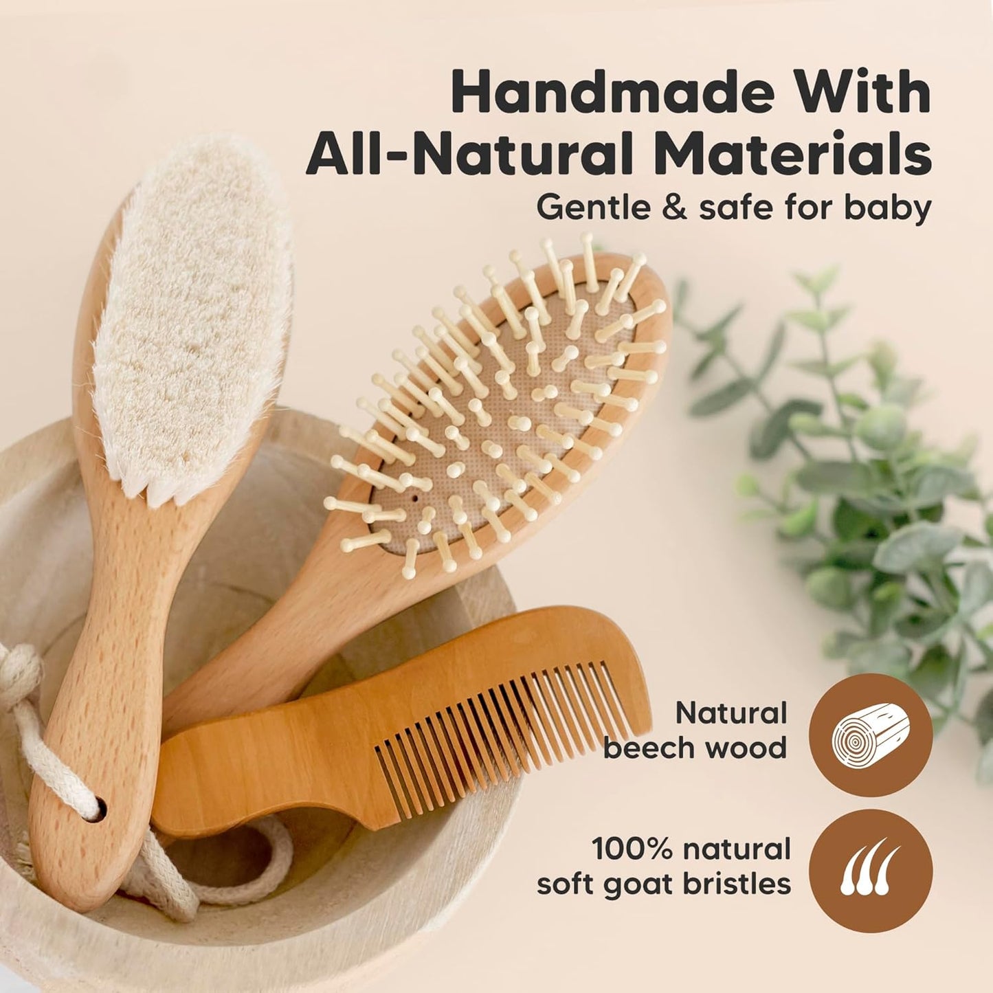 Baby Wooden Hairbrush Set