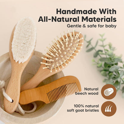 Baby Wooden Hairbrush Set